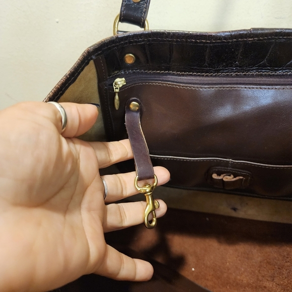BRAHMIN Brown  Anywhere Melbourne croc embossed leather Shoulder  Tote Bag - Picture 15 of 16